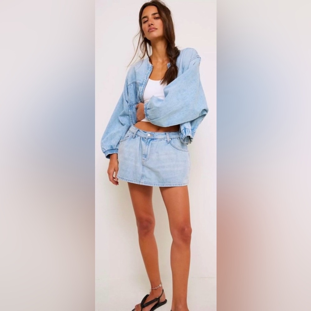 Light Wash Demi Denim Mini Skort Women